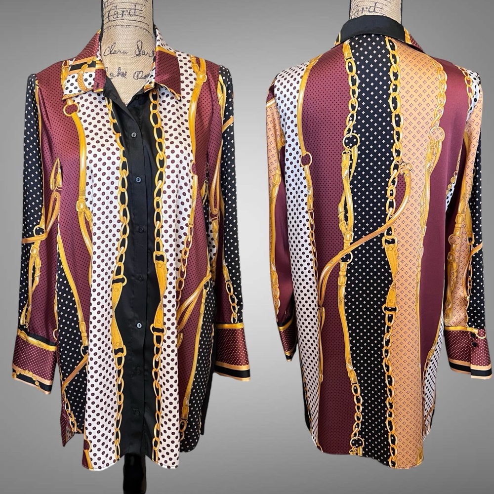 NWOT- ZARA TRF COLLECTION- Oversized Multi Pattern Top- L